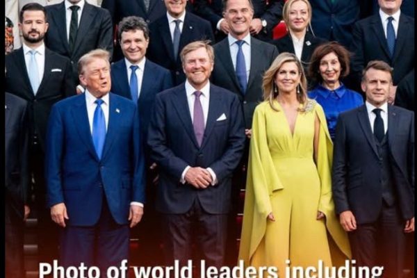 Image of global leaders featuring Donald Trump at NATO meeting has people making identical observation