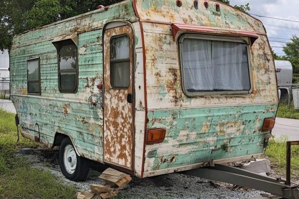Kind people gave a homeless woman an old trailer.The woman was so happy to have a home.