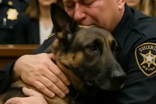 A convicted police officer asked to see his dog one last time, but when the German shepherd entered the courtroom,.
