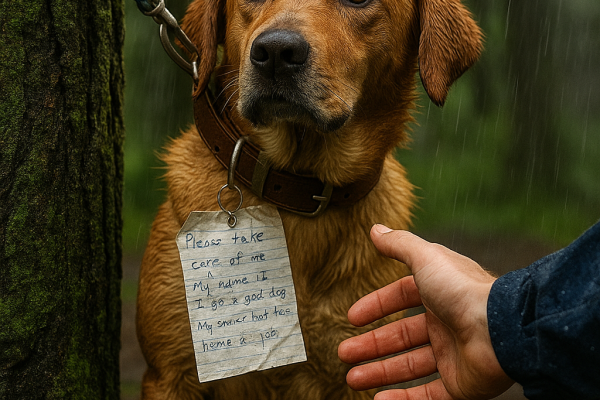 He Found a Dog Tied to a Tree in the Rain — Then Discovered the Note on Its Collar