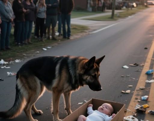 Starving German Shepherd Protected a Baby Left in a Box on a Road!